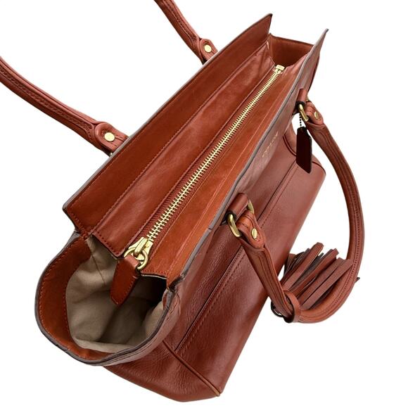 Coach Handbags - Coach 19890 Leather Tote Bag Brown Carryall Satchel Gold Hardware Tassel